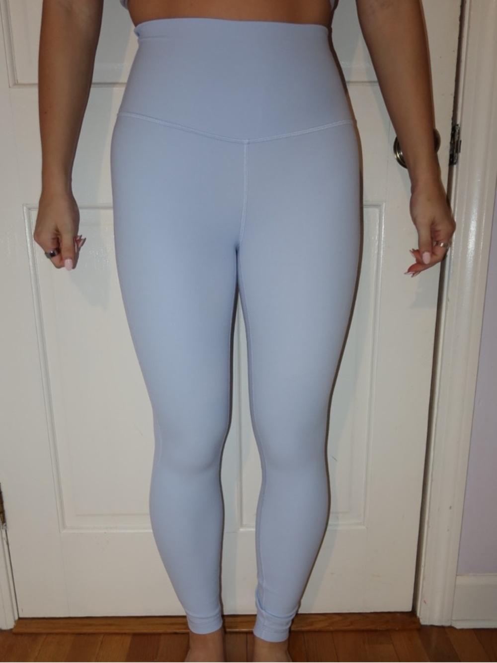 High-Waist Light Blue/purpleish Solid Leggings